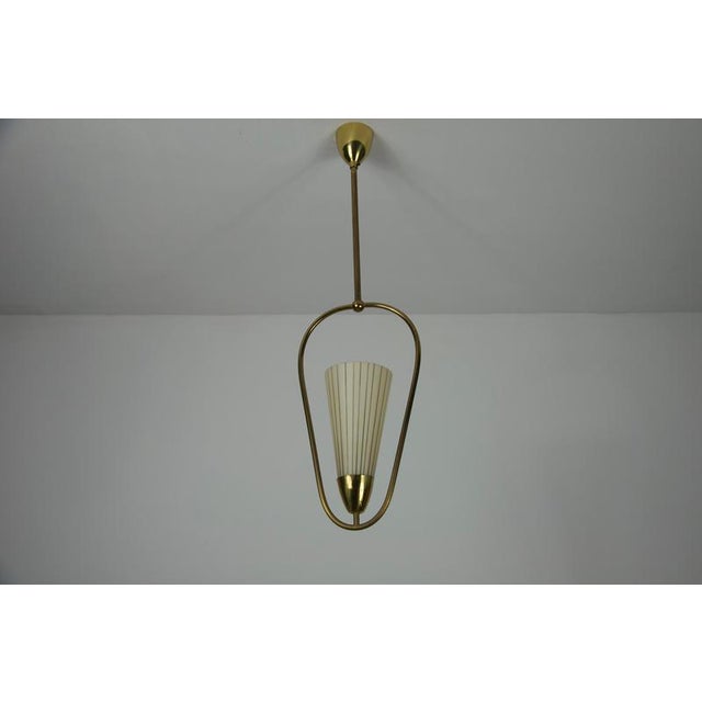 Mid-Century Brass and Opal Glass Ceiling Lamp, Germany, 1960s For Sale - Image 3 of 10