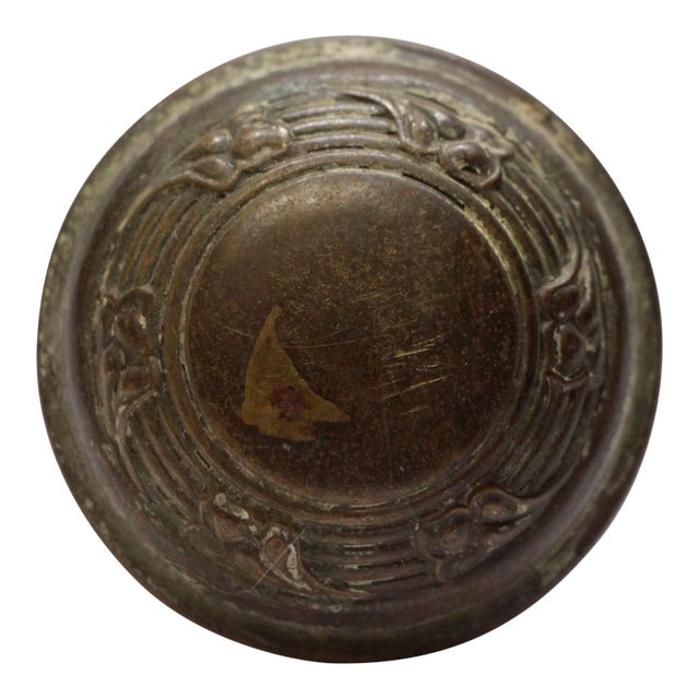 Antique Concentric Bronze Floral Door Knob For Sale