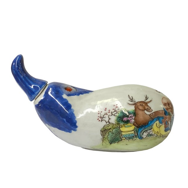 Ceramic Chinese Porcelain Eggplant Shape Bottle Display Snuff Bottle For Sale - Image 7 of 7