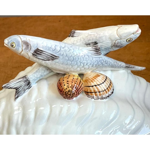 Mid 20th Century Vintage Italian Glazed Ceramic Fish Tureen For Sale - Image 5 of 12