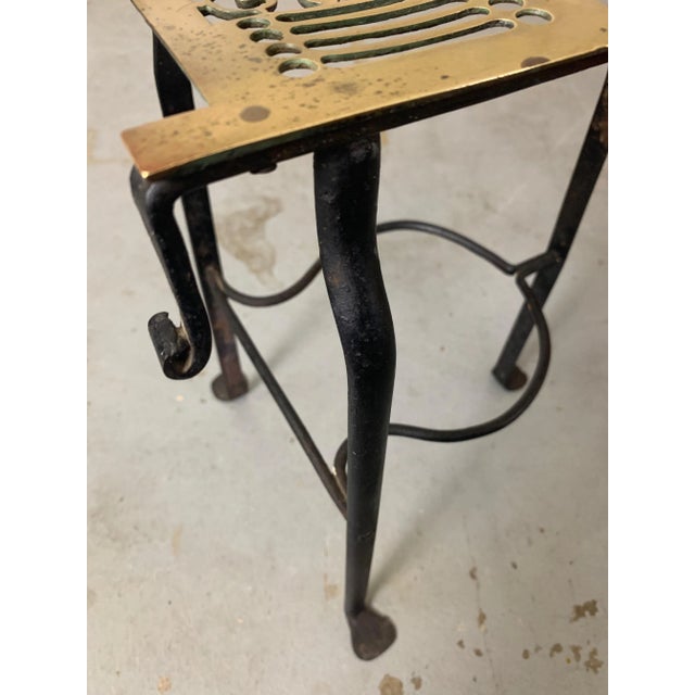 Wood Antique Brass and Iron Fireplace Trivet For Sale - Image 7 of 12