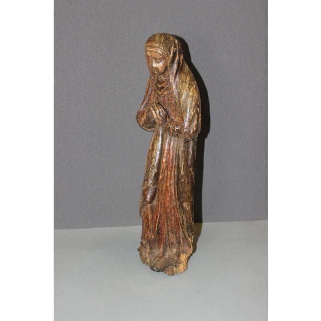 Carved Wood Saint Praying, Burgundy, Late 18th Century For Sale - Image 12 of 15