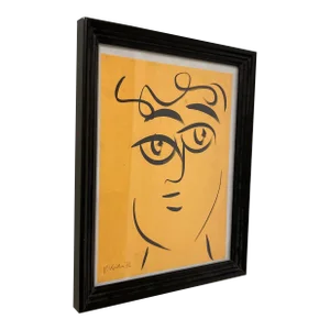Peter Keil Original Orange Abstract Portrait Painting 1972