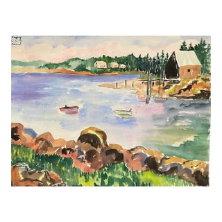 1950s Puget Sound Coastal Watercolor by Matthews For Sale