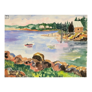 1950s Puget Sound Coastal Watercolor by Matthews