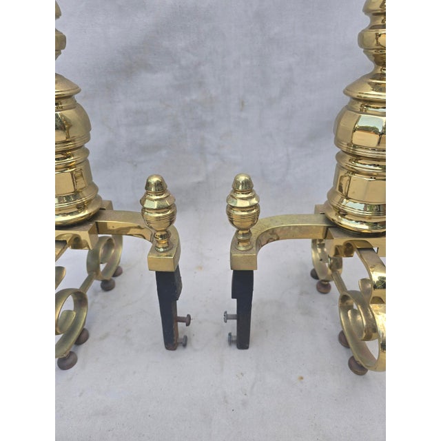 Solid Brass Andirons For Sale In Los Angeles - Image 6 of 8