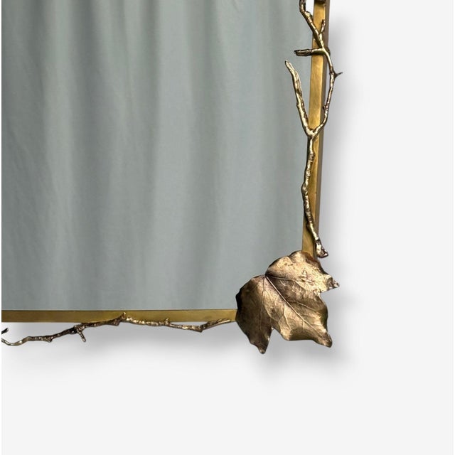 Modern Trapezoidal Bronze Wall Mirrors, Branch and Leaf Motif, France, 21st C. For Sale In New York - Image 6 of 11