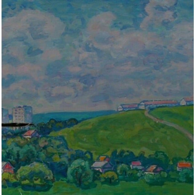 Realism Vintage Impressionism Oil Painting: Ukrainian City Landscape, 1983 75-75 For Sale - Image 3 of 6