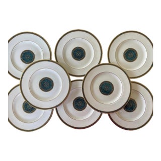 Royal Doulton Green 8” Plates in Biltmore Pattern - Set of Eight (8) For Sale