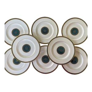 Royal Doulton Green 8” Plates in Biltmore Pattern - Set of Eight (8)