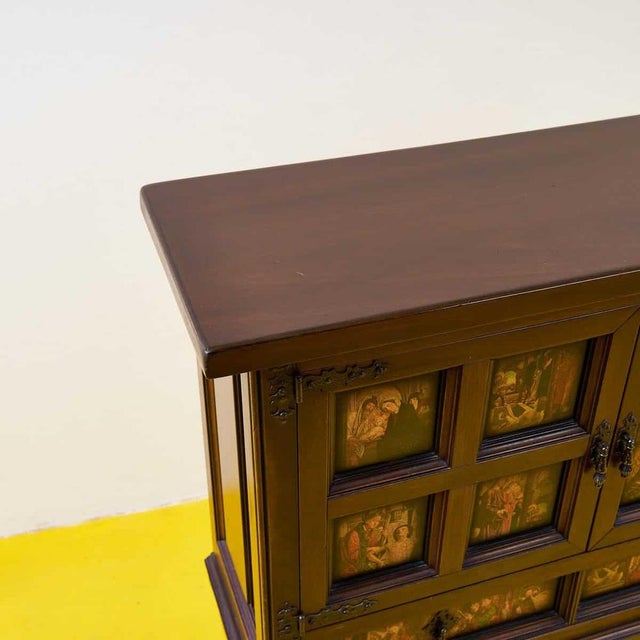 Wooden Sideboard with Sacred Images For Sale - Image 4 of 15