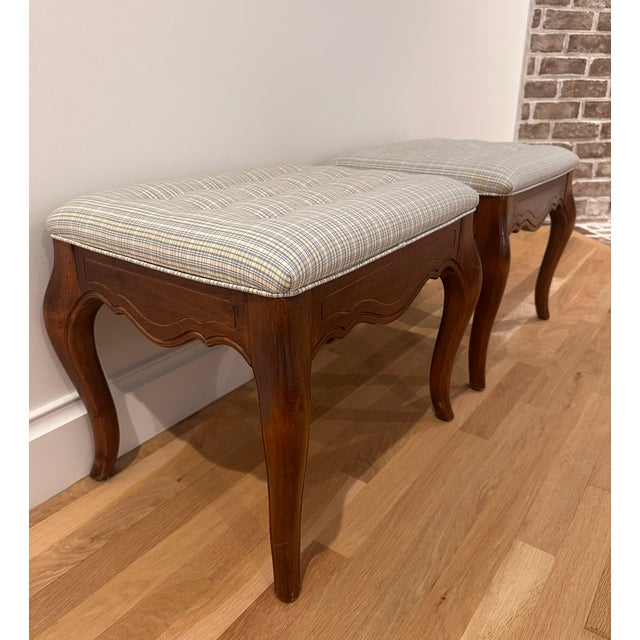 French Country Vintage Ethan Allen French Country Ottomans - A Pair For Sale - Image 3 of 12