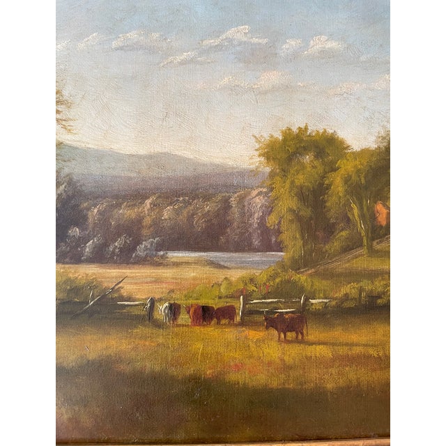 Post Impressionist Antique 1874 Landscape Pastoral Oil Painting L. Davis For Sale - Image 3 of 8
