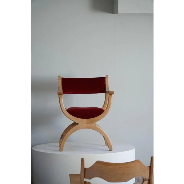 1960s Mid-Century Armchair in Oak & Velvet Model Kurul attributed to Henning Kjærnulf, 1960s For Sale - Image 5 of 13