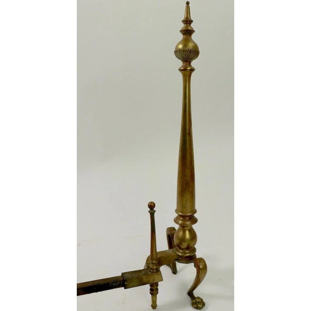 Brass Classical Brass Andirons - A Pair For Sale - Image 8 of 9