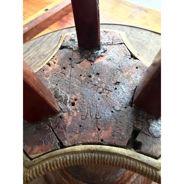 Wood 18th Century Louis XVI Style Pedestal Table in Mahogany, Marble and Gilt Bronze from Pierre Denizot, Paris For Sale - Image 7 of 9