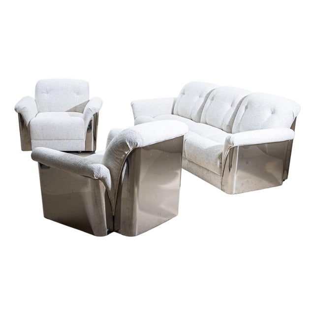 Mid-20th Century Seating Group with Sofa and Two Armchairs, Italy For Sale