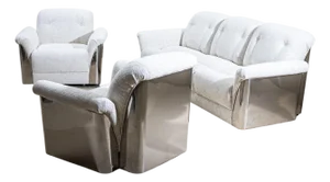 Mid-20th Century Seating Group with Sofa and Two Armchairs, Italy
