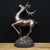 Solid Copper Pair of Lucky Wealth Deer (Zhaocai Lu) - Heavy Bronze Deer Figurines With Antlers For Sale - Image 4 of 9