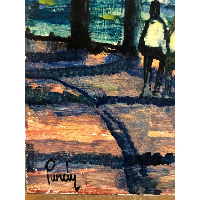 Impressionist Donald Roy Purdy, River Walk, American Modernist Oil Painting Landscape with River and Boats For Sale - Image 3 of 3