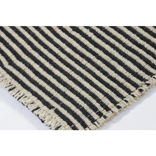 2010s Rug & Kilim’s Accent Runner Kilim in Textural Black and White Stripes For Sale - Image 5 of 7