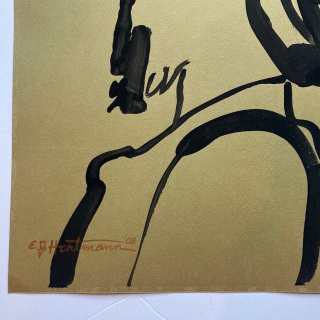 Original approx 12.5 x 19 painting on colored paper signed bottom left Unframed