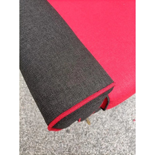 Metal Set of Armchairs in Red and Black with Brass Legs, 1950s For Sale - Image 7 of 9