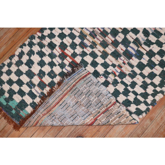 Vintage Zabihi Collection Moroccan Checkerboard Runner - 3'2" x 7'6" For Sale - Image 4 of 8