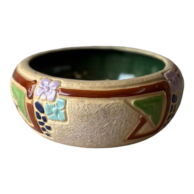 Vintage Roseville Style Art Pottery Bowl / Cachepot For Sale