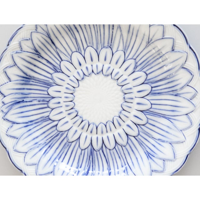 A rare antique 19th Century English blue and white pearlware plate with a lovely sunflower and basket weave design by...