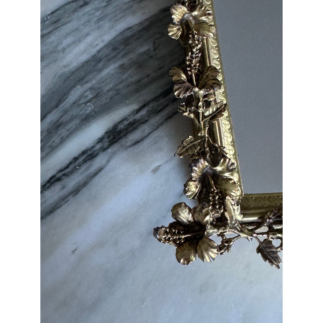 Hibiscus Motif Vintage Gold Tone Plateau or Vanity Tray For Sale In Seattle - Image 6 of 11