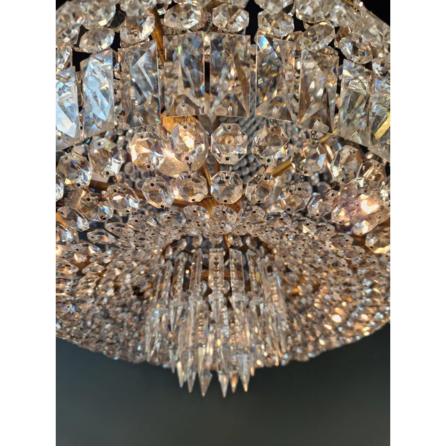 Antique Baroque Chandelier Crystal Empire Brass Bohemian Lustre Ceiling For Sale - Image 9 of 17
