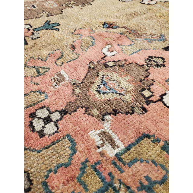 Antique Bakshaish Carpet, Oriental Persian Handmade in Tan Brown, Blue and Red For Sale In New York - Image 6 of 18