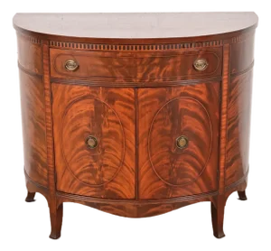 Romweber Federal Flame Mahogany Demilune Console Table, Circa 1920s