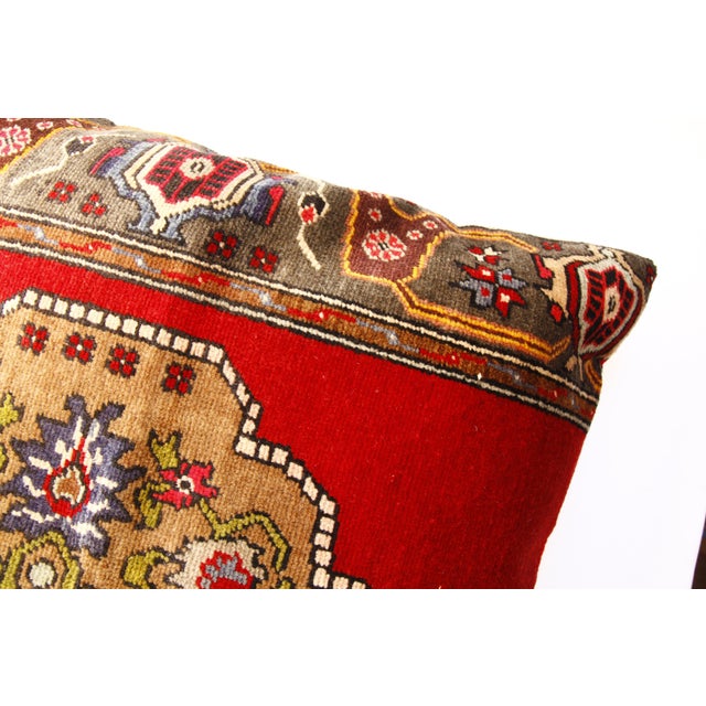 Mid 20th Century Turkish Handmade Rug Pillow Cushion Cover 26'' X 28'' For Sale - Image 5 of 12