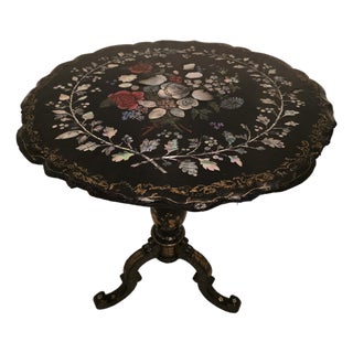 Mid Century Era Exotic Shell Flip Top Table For Sale