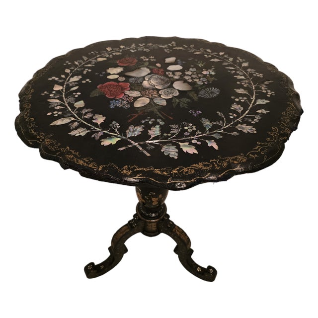 Mid Century Era Exotic Shell Flip Top Table For Sale