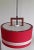 1970s German Scandinavian Style Ceiling Lamp in Teak, Plastic & Red Fabric from Aro-Leuchten, 1970s For Sale - Image 5 of 11