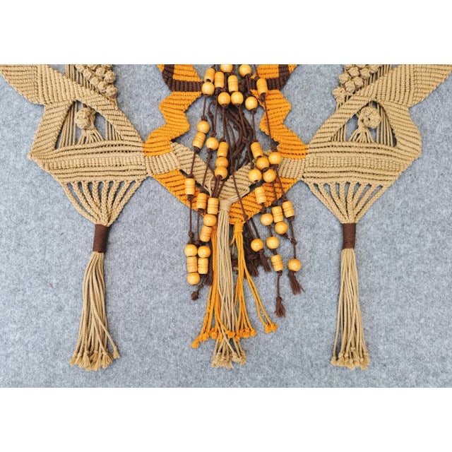 Wood Vintage Macrame Wall Rug, Germany, 1970s For Sale - Image 7 of 11