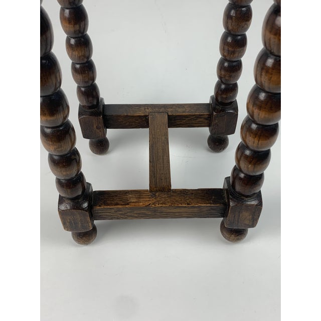 Mid-Century French Carved Oak Side Table with Lotus Motif, 1950s For Sale - Image 9 of 18