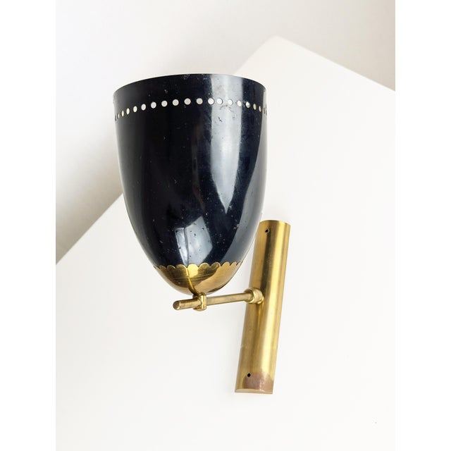 Metal Italian Adjustable Sconce in Black Aluminum and Brass, 1950s For Sale - Image 7 of 12