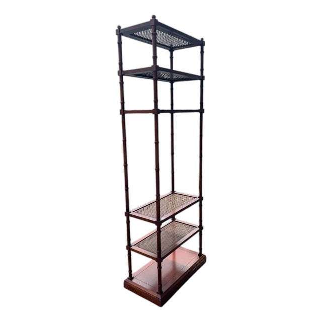 Hickory Chair Co Cane/Glass Faux Bamboo Etagere For Sale