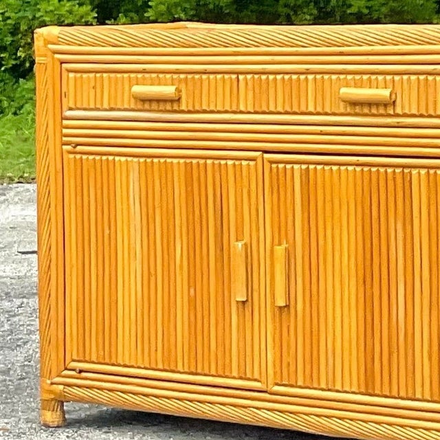 Late 20th Century Vintage Coastal Twisted Pencil Reed Credenza For Sale - Image 11 of 14