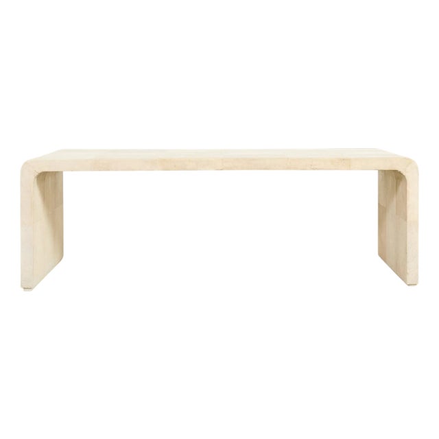 Karl Springer Style Natural Shagreen Waterfall Cocktail Table For Sale