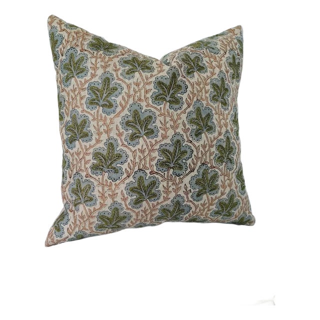 Block Print Pure Linen Throw Pillow Cover 14x36 Inch - Pushp Samhita For Sale