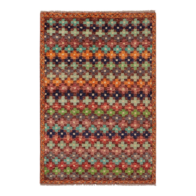 Boho Chic Balochi Maroon/Orange Wool Rug - 3'3''x5'1'' For Sale
