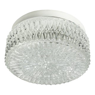 Mid-Century Round Clear Glass Sconce or Flush Mount For Sale