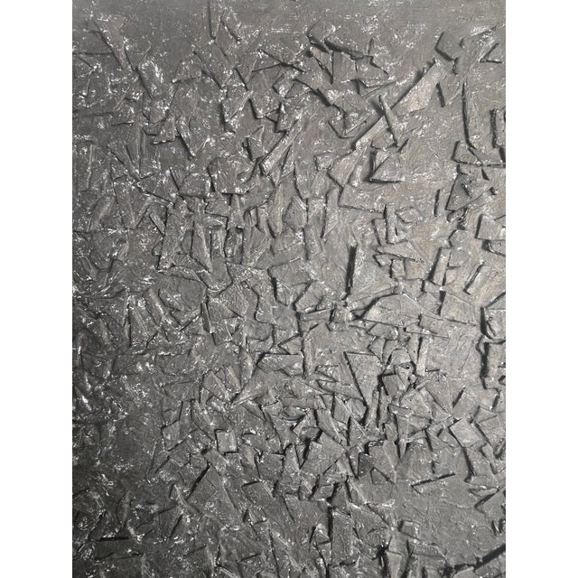 Oversized Matte Black & White Textured Abstract — Original Oil Painting by Diane Grant | Louise Nevelson For Sale - Image 13 of 18