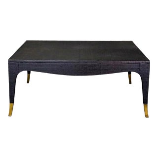 Asian Modern Karl Springer Style Grasscloth Wrapped and Brass Coffee Table For Sale
