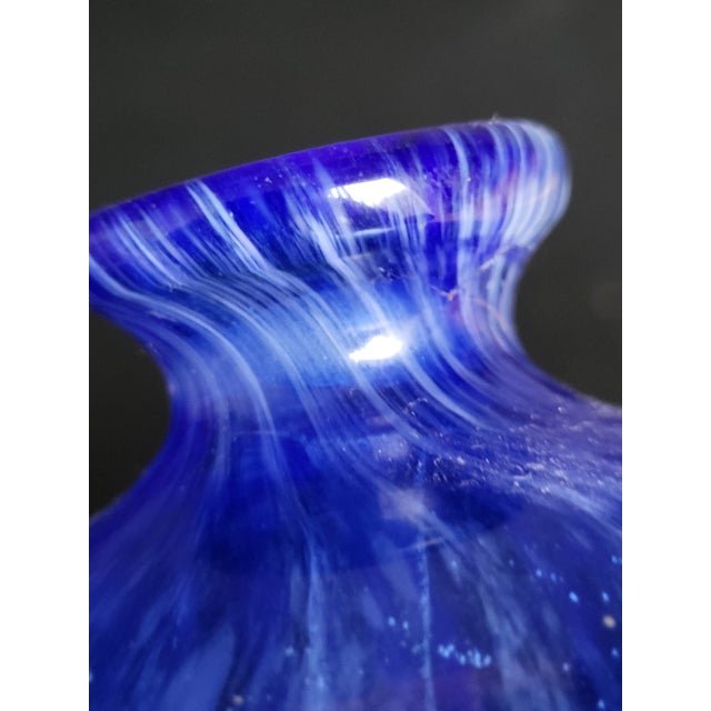 Blue 2000s Hand Blown Glass Perfume Bottle With Stopper For Sale - Image 8 of 11